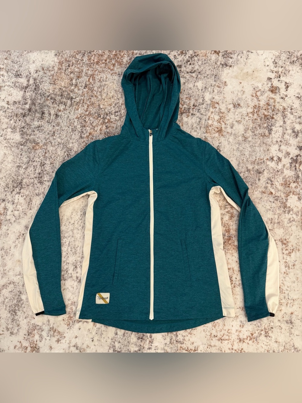 Tracksmith, Session Full Zip Running Hoodie Jacket Blue Teal | Women’s Small